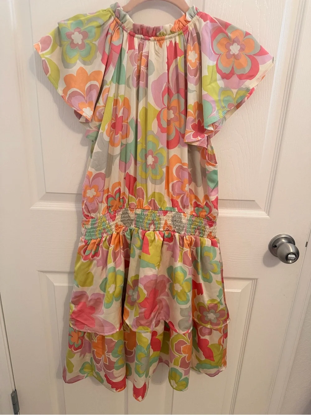 Doe and Rae Floral Tie-Neck Multi Color Dress